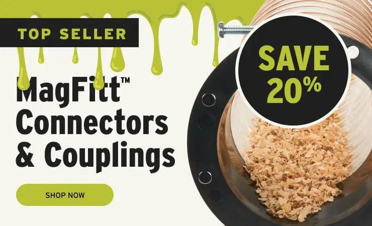 Advertisement for MagFitt connectors and couplings with a discount offer on a white background.