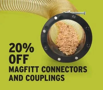 MAGFITT connectors and couplings with a discount offer on a green background